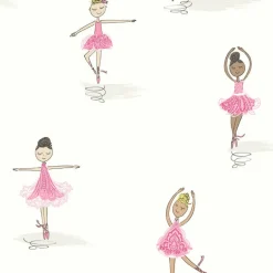 Seabrook Playdate Adventure Tiny Dancers Wallpaper - Pink & White