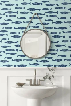 Seabrook Summer House Bay Fish Wallpaper - Bahama