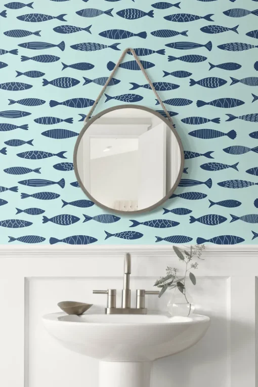 Seabrook Summer House Bay Fish Wallpaper - Bahama