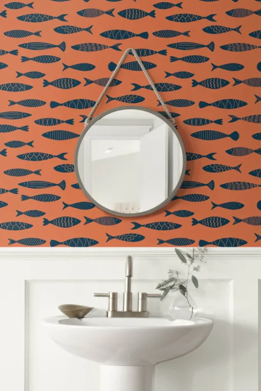 Seabrook Summer House Bay Fish Wallpaper - Coral Reef