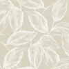 Seabrook Summer House Beckett Sketched Leaves Wallpaper - Oat