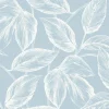 Seabrook Summer House Beckett Sketched Leaves Wallpaper - Baby Blue