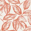 Seabrook Summer House Beckett Sketched Leaves Wallpaper - Rich Coral