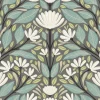 Seabrook Summer House Carmela Folk Floral Wallpaper - Spirit Grey