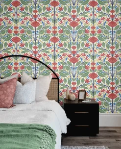 Seabrook Summer House Carmela Folk Floral Wallpaper - Primaries