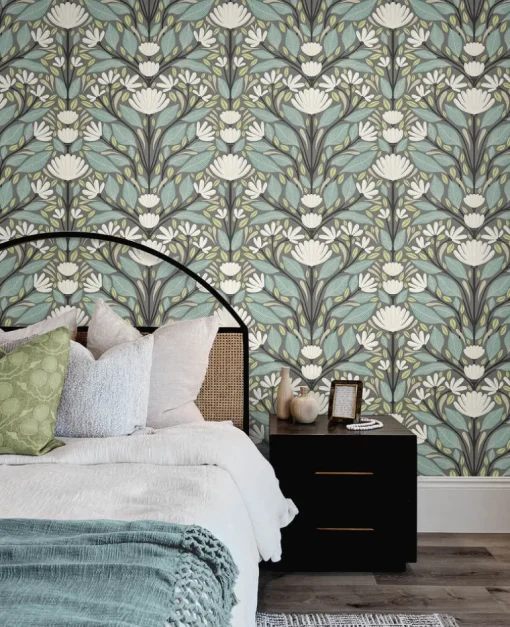 Seabrook Summer House Carmela Folk Floral Wallpaper - Spirit Grey