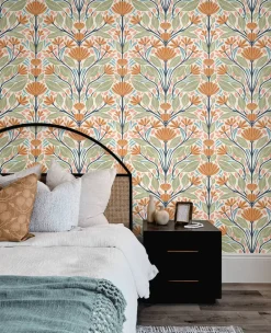 Seabrook Summer House Carmela Folk Floral Wallpaper - Summer Ends