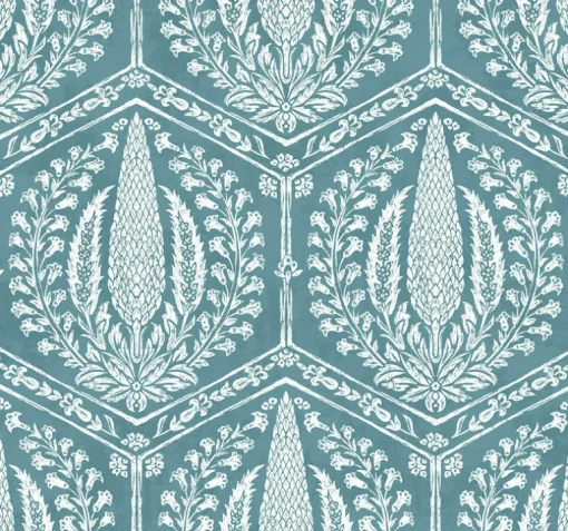 Seabrook Summer House Cyrus Harvest Wallpaper - Mediterranean Blue