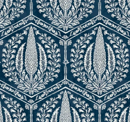 Seabrook Summer House Cyrus Harvest Wallpaper - Rich Navy