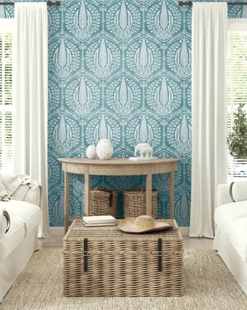 Seabrook Summer House Cyrus Harvest Wallpaper - Mediterranean Blue