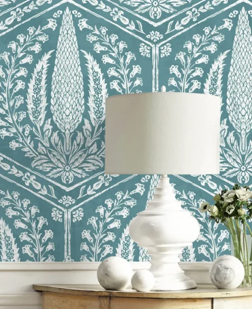 Seabrook Summer House Cyrus Harvest Wallpaper - Mediterranean Blue