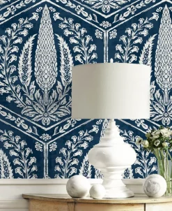 Seabrook Summer House Cyrus Harvest Wallpaper - Rich Navy