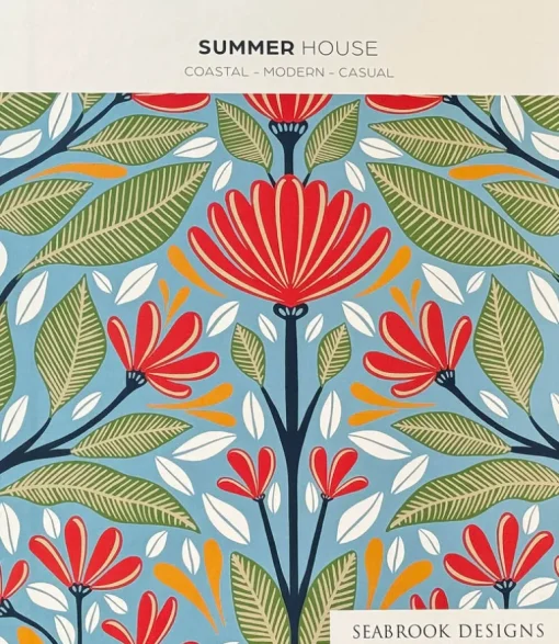Seabrook Summer House Cyrus Harvest Wallpaper - Mediterranean Blue