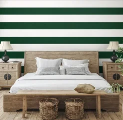 Seabrook Summer House Dylan Striped Stringcloth Wallpaper - Marine Green