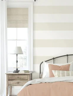 Seabrook Summer House Dylan Striped Stringcloth Wallpaper - Ice