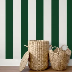 Seabrook Summer House Dylan Striped Stringcloth Wallpaper - Marine Green
