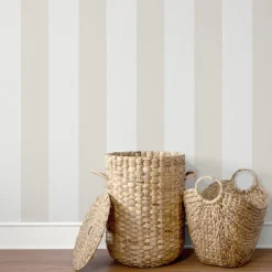 Seabrook Summer House Dylan Striped Stringcloth Wallpaper - Ice
