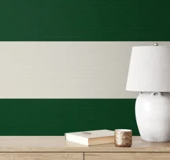 Seabrook Summer House Dylan Striped Stringcloth Wallpaper - Marine Green