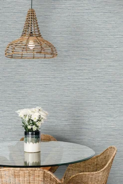 Seabrook Summer House Isla Faux Jute Wallpaper - Fantasy Blue