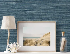 Seabrook Summer House Isla Faux Jute Wallpaper - Bay Blue