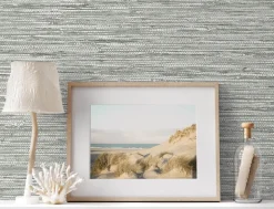 Seabrook Summer House Isla Faux Jute Wallpaper - Half Moon Grey