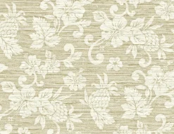 Seabrook Summer House Juno Island Floral Wallpaper - Saddle Tan