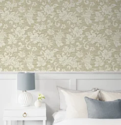 Seabrook Summer House Juno Island Floral Wallpaper - Saddle Tan