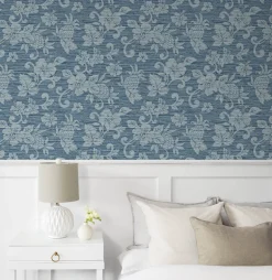 Seabrook Summer House Juno Island Floral Wallpaper - Bay Blue