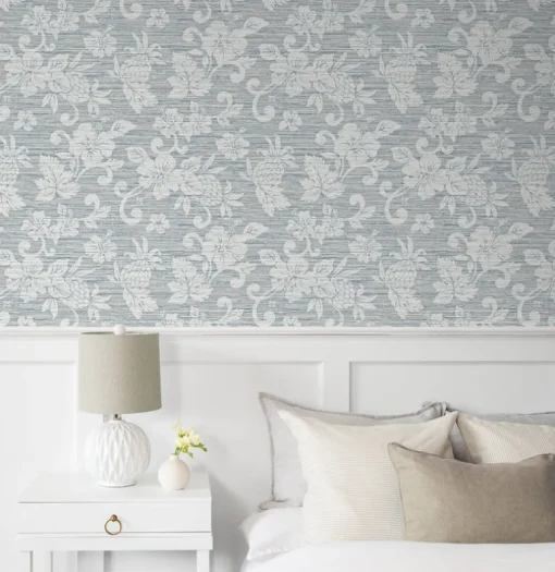 Seabrook Summer House Juno Island Floral Wallpaper - Fantasy Blue