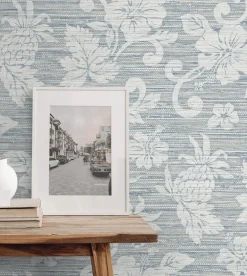 Seabrook Summer House Juno Island Floral Wallpaper - Fantasy Blue