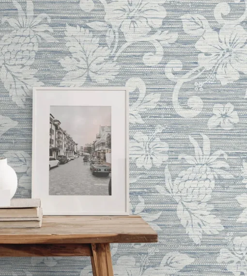 Seabrook Summer House Juno Island Floral Wallpaper - Fantasy Blue