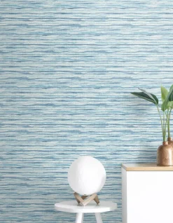 Seabrook Summer House Skye Wave Stringcloth Wallpaper - Summer Surf