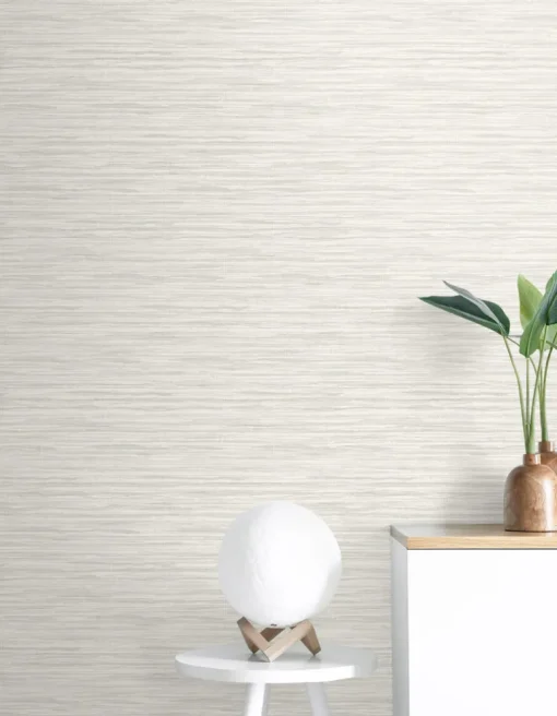 Seabrook Summer House Skye Wave Stringcloth Wallpaper - Barley White
