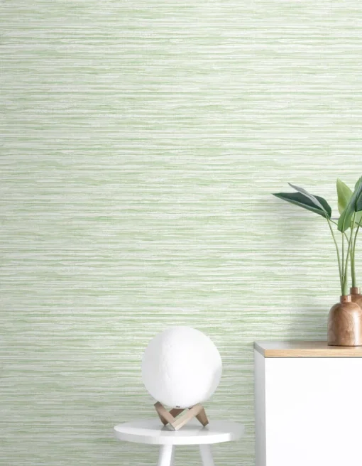 Seabrook Summer House Skye Wave Stringcloth Wallpaper - Baby Lettuce