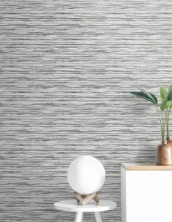 Seabrook Summer House Skye Wave Stringcloth Wallpaper - Rainy day Surf