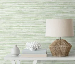 Seabrook Summer House Skye Wave Stringcloth Wallpaper - Baby Lettuce