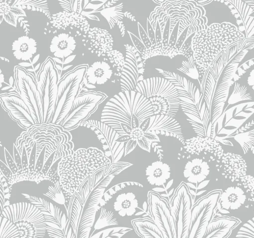 Seabrook Summer House Suvi Palm Grove Wallpaper - Bluish Gray