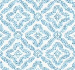 Seabrook Summer House Talia Botanical Medallion Wallpaper - Breezy Blue