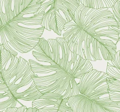 Seabrook Summer House Tarra Monstera Leaf Wallpaper - Hill Green