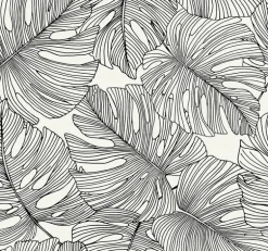 Seabrook Summer House Tarra Monstera Leaf Wallpaper - Contrasto