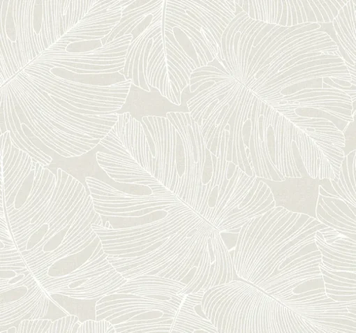 Seabrook Summer House Tarra Monstera Leaf Wallpaper - White Sand