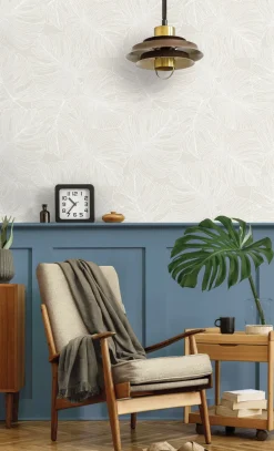 Seabrook Summer House Tarra Monstera Leaf Wallpaper - White Sand