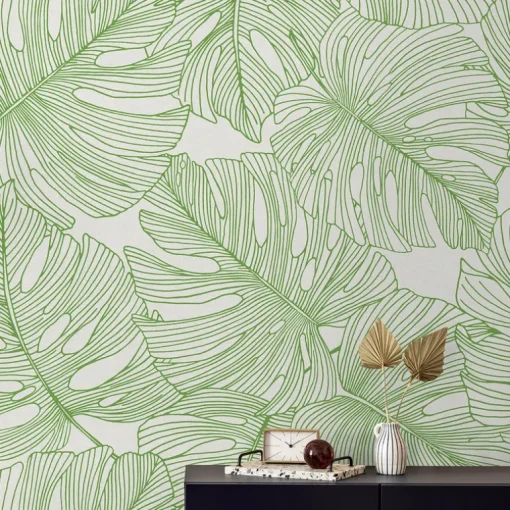 Seabrook Summer House Tarra Monstera Leaf Wallpaper - Hill Green