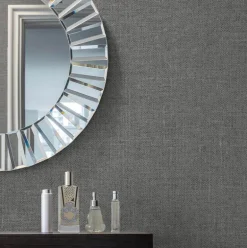Seabrook White Heron Abington Faux Linen Wallpaper - Sleek Charcoal