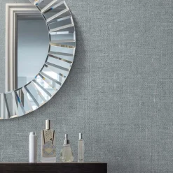 Seabrook White Heron Abington Faux Linen Wallpaper - Denim Wash