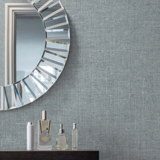 Seabrook White Heron Abington Faux Linen Wallpaper - Denim Wash