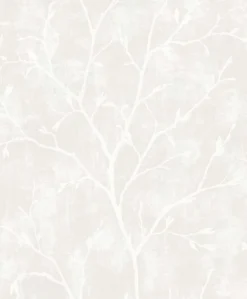 Seabrook White Heron Avena Branches Wallpaper - Mica