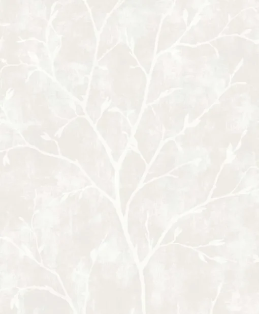Seabrook White Heron Avena Branches Wallpaper - Mica