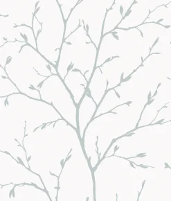 Seabrook White Heron Branching Out Wallpaper - Slate Blue