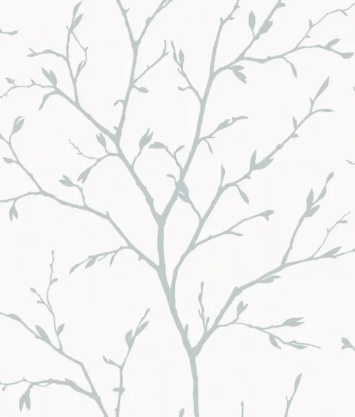 Seabrook White Heron Branching Out Wallpaper - Slate Blue